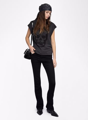Tee-shirt droit col rond en coton ZADIG&VOLTAIRE Gris